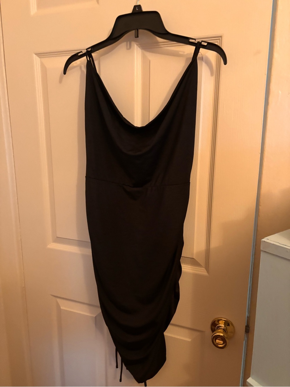 FAVLUX Black Cowl-Neck Midi Dress